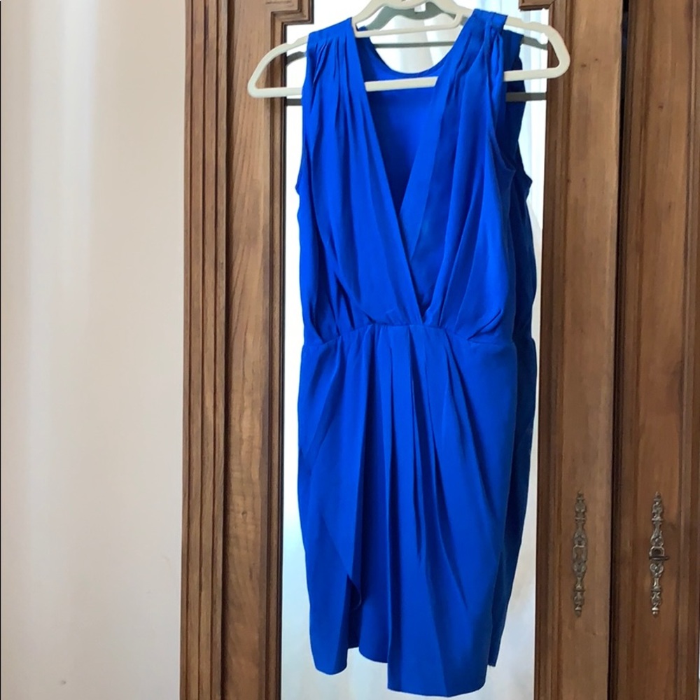 Amanda Uprichard Sill Cobalt Blue Draped Dress